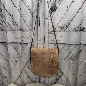 Maurizio Taiuti Brown Leather Embossed Crossbody